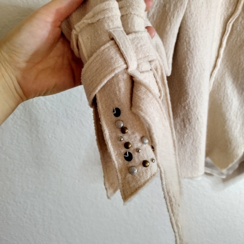 Free people We the Free People Wool Crop Moto Military Jacket sz L - Picture 4 of 9